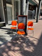 SALE: vintage, retro eetkamerstoelen, oranje skai stoelen, Ophalen, Gebruikt, -, -