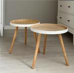 Set Scandinavische bijzettafels, Huis en Inrichting, Tafels | Bijzettafels, 45 tot 60 cm, Minder dan 55 cm, Rond, Ophalen of Verzenden