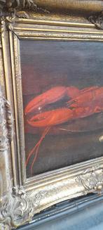 Oud schilderij stilleven. Kreeft op een schaal., Antiek en Kunst, Ophalen of Verzenden