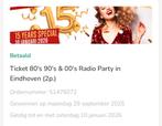 Twee tickets 80's, 90's en 00's radio party in Eindhoven, Tickets en Kaartjes, Twee personen, Januari