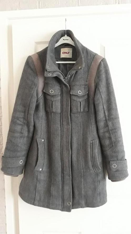Prachtige wollen winterjas, Only, maat 38/40, Kleding | Dames, Jassen | Winter, Gedragen, Maat 38/40 (M), Grijs, Ophalen of Verzenden