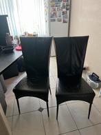 Zwarte leren eetkamerstoelen (2 stuks), Ophalen, Gebruikt, Twee, Zwart