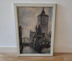Hein Heertjes - Hollands stadsgezicht grachten Alkmaar 1942, Antiek en Kunst, Kunst | Schilderijen | Klassiek, Ophalen of Verzenden