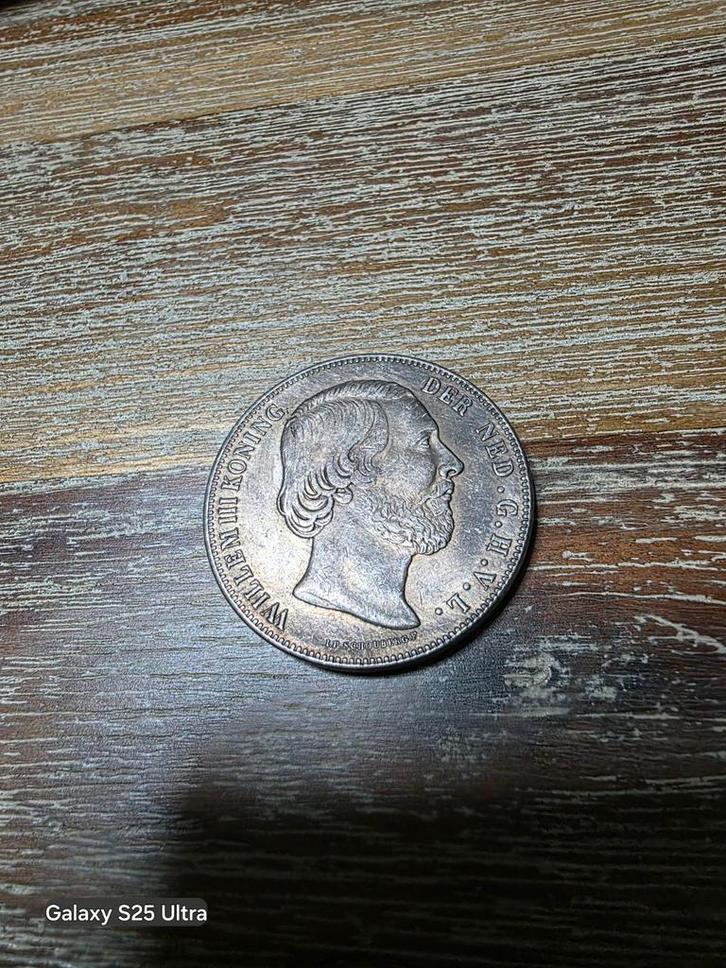 Rijksdaalder Willem III 1870 - Zilveren Munt, Postzegels en Munten, Munten | Nederland, Losse munt, 2½ gulden, Koning Willem III