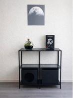 Metalen stellingkast zwart en glas, 100x93 cm, Ophalen, Zo goed als nieuw