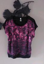 MISS ETAM t Shirt zwart+rose print 🌝, Miss Etam, Maat 38/40 (M), Ophalen of Verzenden, Roze