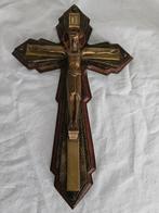 Art deco Antiek bronzen kruisbeeld orthodox, Antiek en Kunst, Antiek | Religie, Ophalen of Verzenden