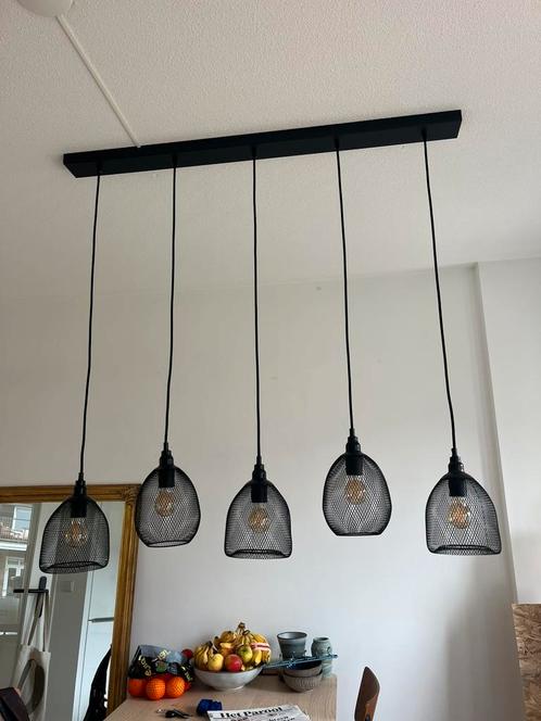 Hanglampen zwart industrieel staal, Huis en Inrichting, Lampen | Hanglampen, Zo goed als nieuw, 75 cm of meer, Ophalen of Verzenden