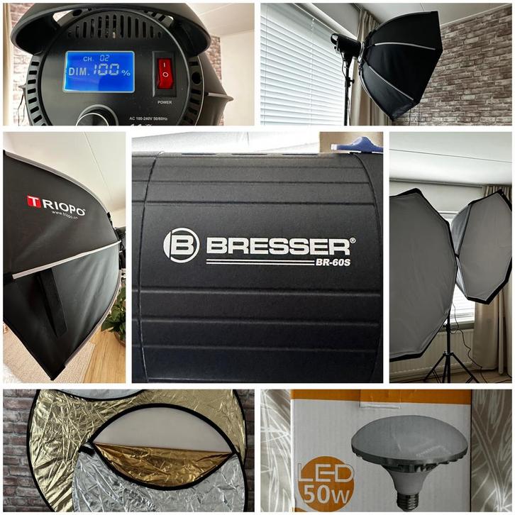 Bresser BR-60S Lamp met octabox en grid  en extra toebehoren, Audio, Tv en Foto, Fotografie | Fotostudio en Toebehoren, Zo goed als nieuw