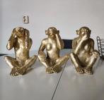 Gouden Aap Beeldjes - Horen, Zien, Zwijgen - 23,5 cm, Ophalen, Zo goed als nieuw