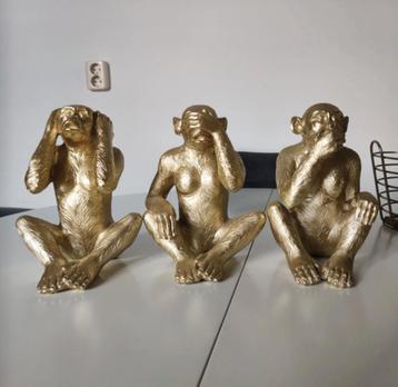 Gouden Aap Beeldjes - Horen, Zien, Zwijgen - 23,5 cm beschikbaar voor biedingen
