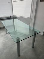 Glazen tafel met chromen poten, Huis en Inrichting, Tafels | Eettafels, Ophalen, 50 tot 100 cm, Vijf personen of meer, 150 tot 200 cm