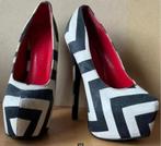 VINTAGE:MERCARI LILIANA PLATFORM (DISCO?) PUMPS in ZWART WIT, Pumps, Overige kleuren, Ophalen of Verzenden, Zo goed als nieuw