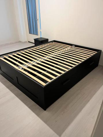 IKEA BRIMNES Tweepersoons bedframe met lades - Zwart 160x200 - afbeelding 1