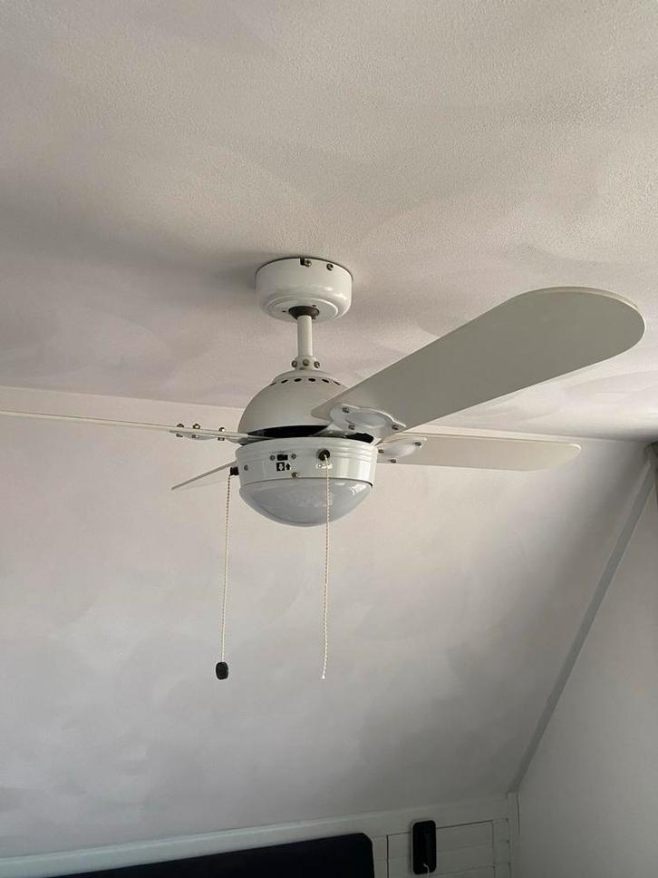 Witte Plafondventilator met Licht, Huis en Inrichting, Lampen | Vloerlampen, Gebruikt, Minder dan 100 cm, Metaal, Ophalen