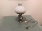 Tinnen lamp met porseleinen kap., Ophalen of Verzenden