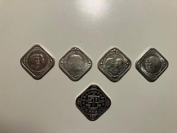 4x jubileum stuiver en 1x 50 centecu, 1970-1992, zie foto's beschikbaar voor biedingen