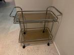 Theetafel, rvs, glas met 4 wielen, Ophalen, Gebruikt