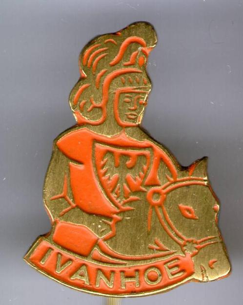 Ivanhoe oranje op koper TV/strip speldjes ( R_173 ), Verzamelen, Speldjes, Pins en Buttons, Zo goed als nieuw, Speldje of Pin