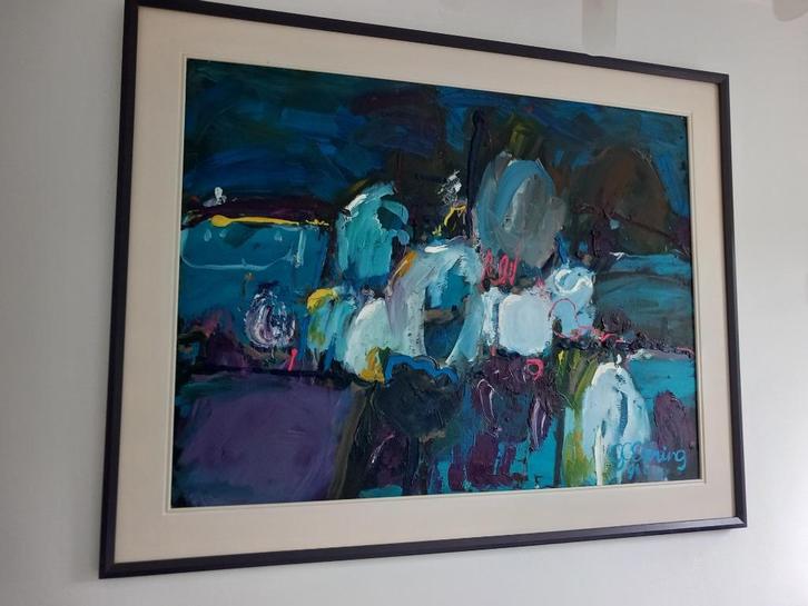 Abstract olieverf schilderij van Gerda Elfring, Antiek en Kunst, Kunst | Schilderijen | Abstract, Ophalen