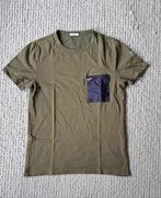 Origineel Moncler Jongensshirt Maat S – Legergroen met Blauw, Moncler, Ophalen of Verzenden, Gedragen, Groen