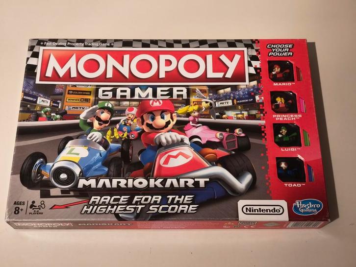 Mario Kart Monopoly, Hobby en Vrije tijd, Gezelschapsspellen | Bordspellen, Zo goed als nieuw, Een of twee spelers, Drie of vier spelers