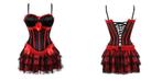 Zwart rode burlesque korset jurk victoriaanse middeleeuwse, Historisch, Nieuw, Kleding, Verzenden