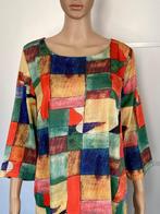 J244 Fleurige lange blouse maat 42=L top rood/blauw/groen, Ophalen of Verzenden, Zo goed als nieuw, Maat 42/44 (L), Rood