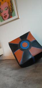 LEREN POEF geheel van recycled meteriaal, Ophalen, Gebruikt, Vintage modern, Leer