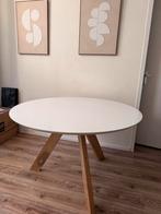 Ronde Eettafel - Wit blad, Houten poten, Huis en Inrichting, Tafels | Eettafels, Ophalen, Kunststof, Gebruikt, 50 tot 100 cm