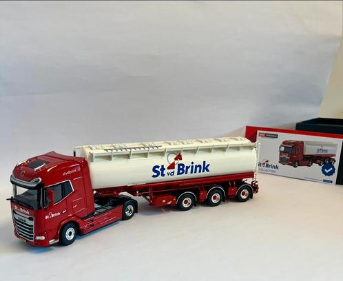 St vd Brink DAF XG+ met bulkoplegger 1:50, Hobby en Vrije tijd, Modelauto's | 1:50, Zo goed als nieuw, Bus of Vrachtwagen, Wsi