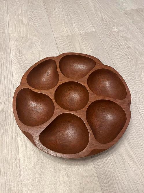 Vintage Teak Houten Snackschaal - Handgemaakt Thailand, Huis en Inrichting, Woonaccessoires | Schalen en Manden, Gebruikt, Schaal