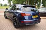 Audi Q5 50TFSI e S edition AUTOM/PANO DAK/ADAP CRUISE/TREKH/, Gebruikt, 4 cilinders, Blauw, Leder en Stof