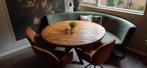 Ronde eettafel & bankje, met evt nog 4 draaibare stoelen, Huis en Inrichting, Complete eetkamers, Ophalen, Zo goed als nieuw, 4 tot 6 stoelen