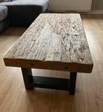 Salontafel van oud hout met handgesmeden metalen onderstel, Ophalen, 100 tot 150 cm, Eikenhout, 50 tot 100 cm