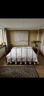 Bed, geverfd (koperkleur)metaal 2 persoons, Huis en Inrichting, Slaapkamer | Bedden, Ophalen, Gebruikt, Overige kleuren, Tweepersoons