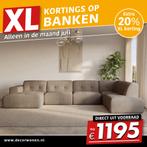 XL Kortings op XL Bankstellen €1195,-, Ophalen, Overige materialen, Hoekbank, Longebank japandi