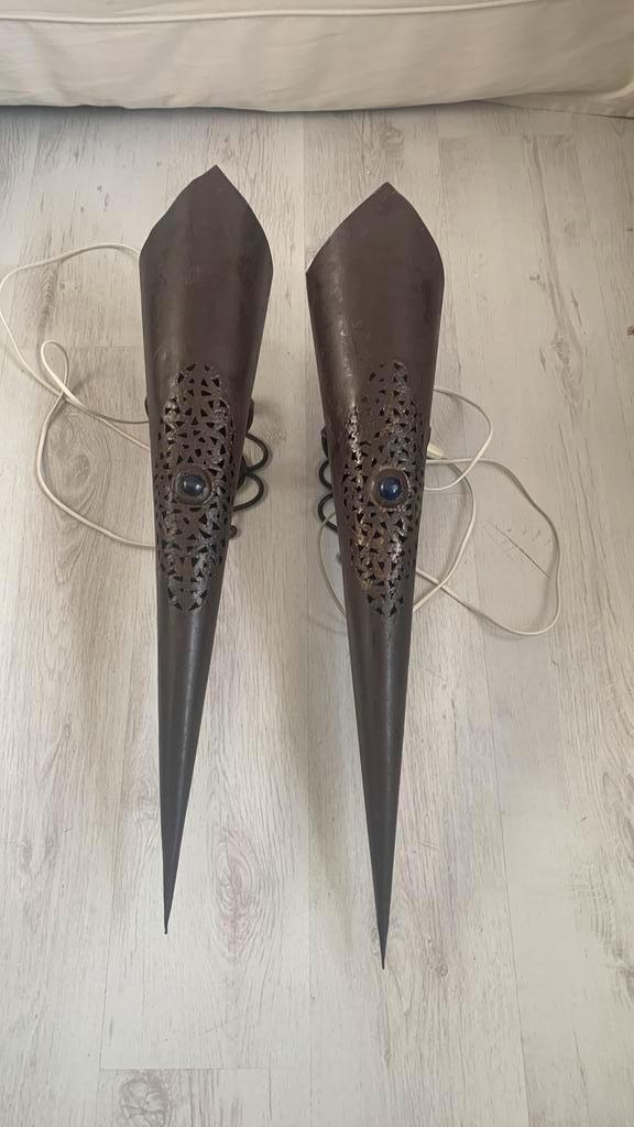 2 Prachtige wandlampen  roest ,Ibiza stijl, Huis en Inrichting, Lampen | Wandlampen, Zo goed als nieuw, Metaal, Ophalen