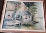 olieverf schilderij M Saathoff boerderij aan water gesign., Antiek en Kunst, Kunst | Schilderijen | Klassiek, Ophalen