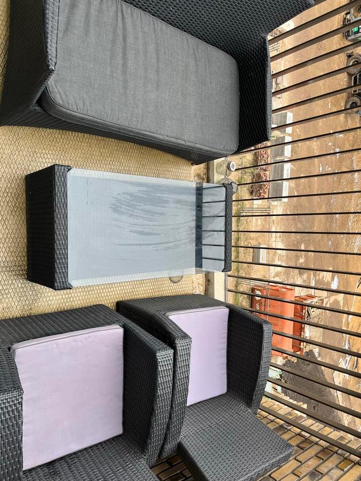 Mooie Wicker Tuinset - Bank, Tafel, Stoelen, Tuin en Terras, Tuinsets en Loungesets, Zo goed als nieuw, Tuinset, Wicker, 4 zitplaatsen