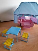 Barbie vouwwagen met tafel en stoelen, Kinderen en Baby's, Speelgoed | Poppenhuizen, Toebehoren, Gebruikt, Ophalen of Verzenden