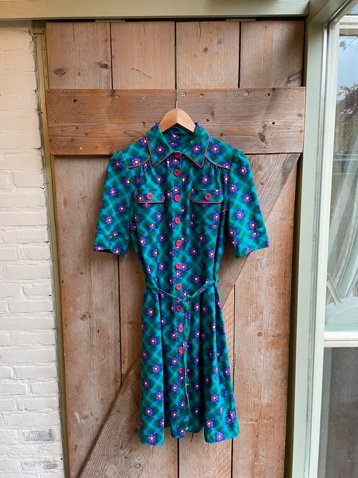 Tante Betsy retro jurk maat 36 zgan, Kleding | Dames, Jurken, Zo goed als nieuw, Maat 36 (S), Blauw, Knielengte, Ophalen of Verzenden