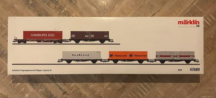 Marklin HO 47689 Containerwagenset met 5 wagens, Hobby en Vrije tijd, Modeltreinen | H0, Nieuw, Wagon, Wisselstroom, Märklin, Ophalen of Verzenden