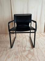 Prachtige zwarte leren buizen stoel retro / vintage, Huis en Inrichting, Stoelen, Ophalen, Gebruikt, Zwart, Vintage Retro