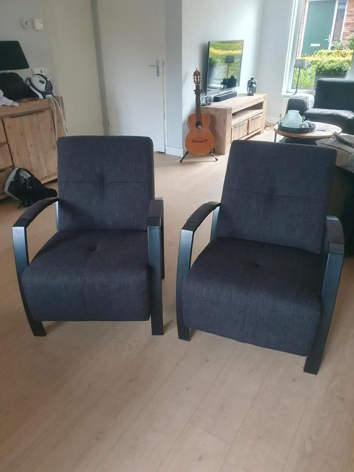 Set van 2 moderne fauteuils, grijs, Huis en Inrichting, Fauteuils, Zo goed als nieuw, Stof, 50 tot 75 cm, Minder dan 75 cm, Ophalen