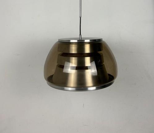Vintage space age hanglamp Herda glas, Huis en Inrichting, Lampen | Hanglampen, Gebruikt, 75 cm of meer, Glas, Metaal, Ophalen of Verzenden