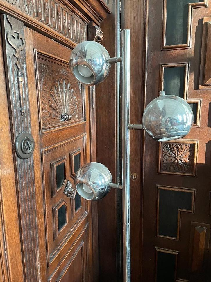 Metalen Vloerlamp Met 3 Bollen, Bollen beweeg baar 360 grade, Huis en Inrichting, Lampen | Vloerlampen, Gebruikt, 150 tot 200 cm