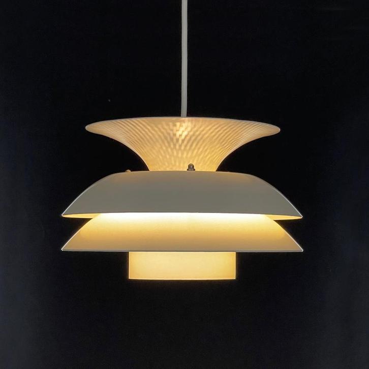 vintage Deense schalen LAMP Belux wit Scandinavisch Japandi, Huis en Inrichting, Lampen | Hanglampen, Gebruikt, Minder dan 50 cm