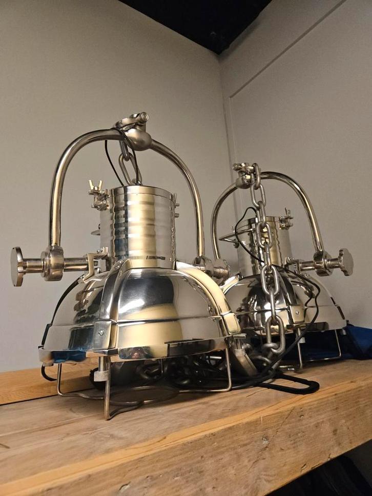 Industriële hanglampen, Huis en Inrichting, Lampen | Hanglampen, Zo goed als nieuw, Minder dan 50 cm, Metaal, Ophalen