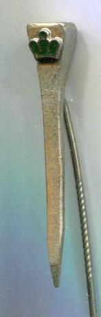 Nagel met kroontje hoefijzerfabriek zilverkl speldje( P_020), Verzamelen, Speldjes, Pins en Buttons, Verzenden, Nieuw, Dier of Natuur